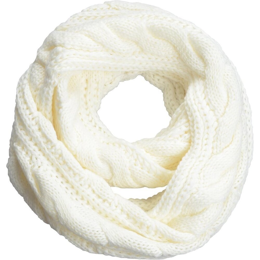 Women's  Twist White Thick Ribbed Knit Winter Infinity Circle Loop Scarf